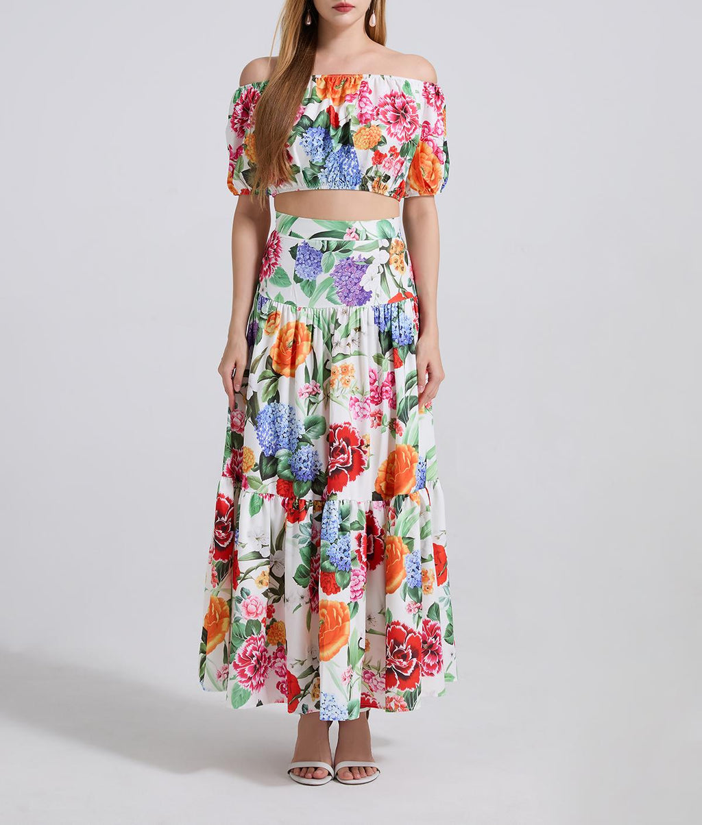 Women's 's One-Shoulder Top & High-Waisted Skirt Set