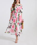 Women's 's One-Shoulder Printed Chiffon Dress