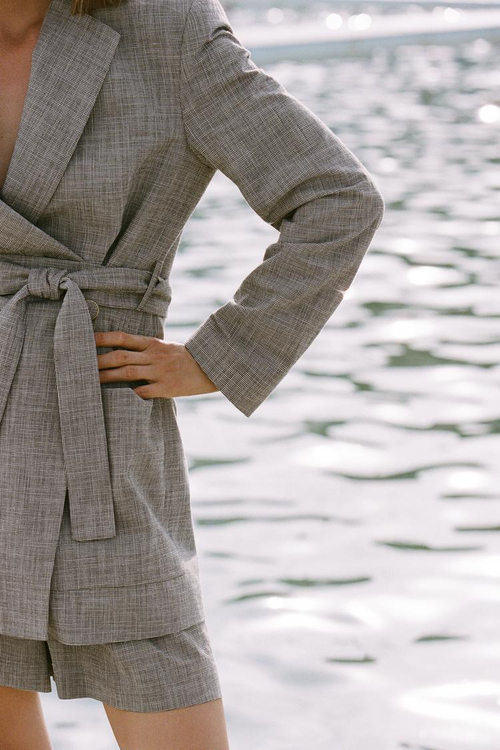 Women Clothing Belt Blazer Shorts