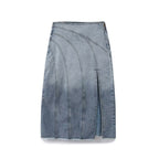 Women's Summer Denim Midi Top and Skirt Two-Piece Set