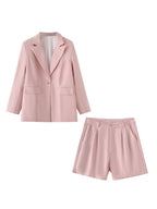 Women's Spring Summer Pink Blazer Women's Blazer Shorts Women's Two