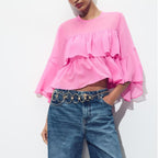 Women's Stylish Laminated Decoration Shirt
