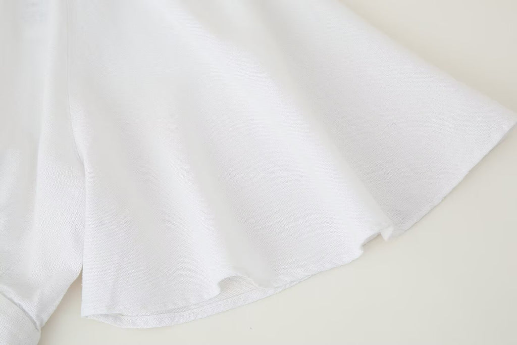 Women's Linen Blended Laminated Decoration Sleeve Shirt