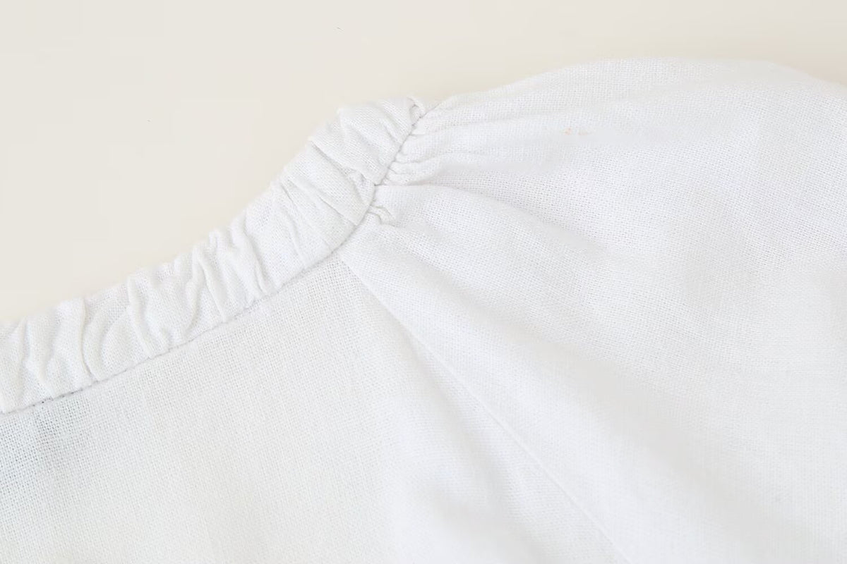 Women's Linen Blended Laminated Decoration Sleeve Shirt
