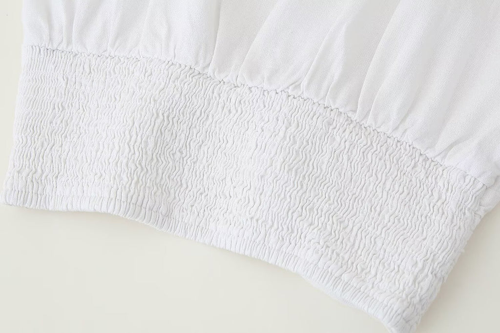 Women's Linen Blended Laminated Decoration Sleeve Shirt