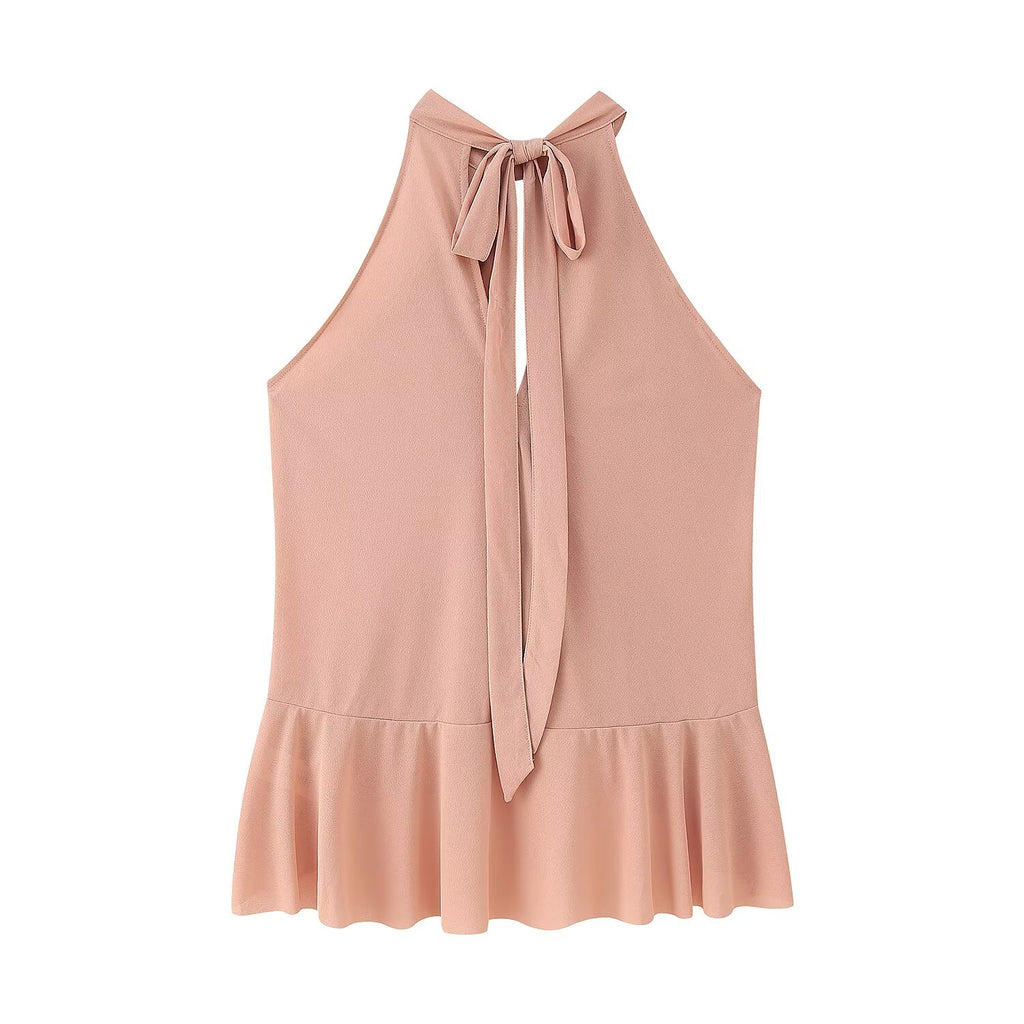 Women's French Collar Detail Halter Top