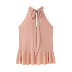 Women's French Collar Detail Halter Top