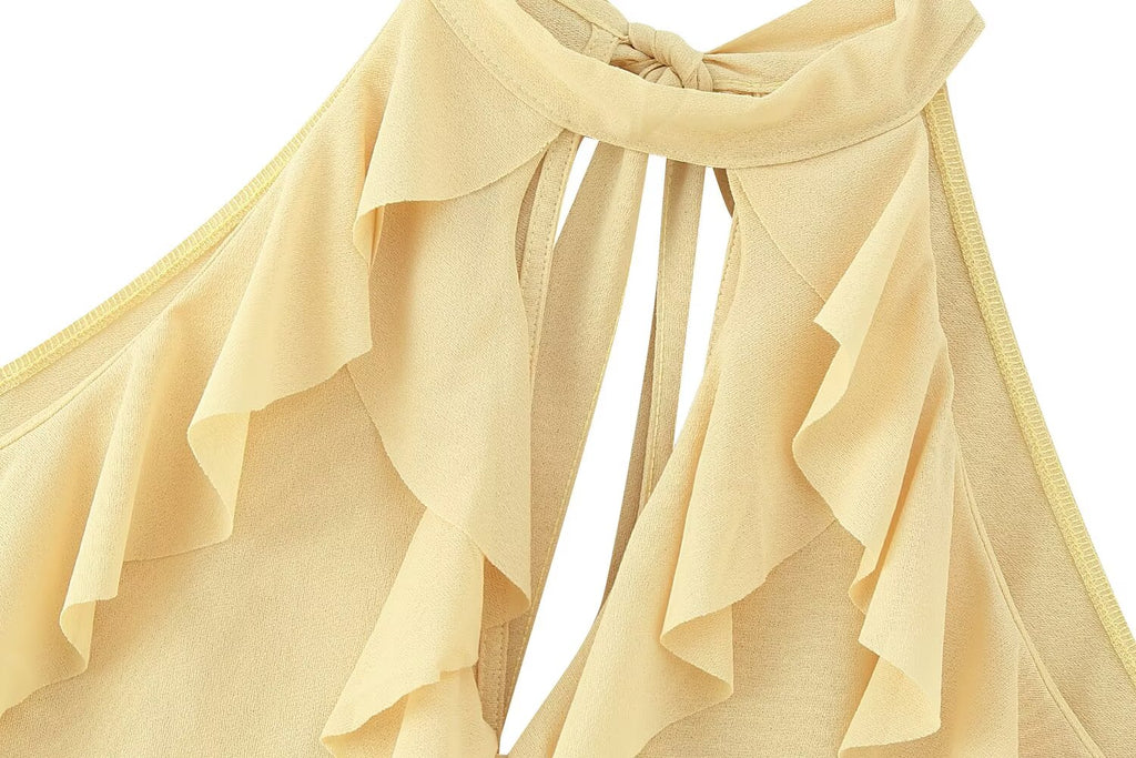 Women's French Collar Detail Halter Top