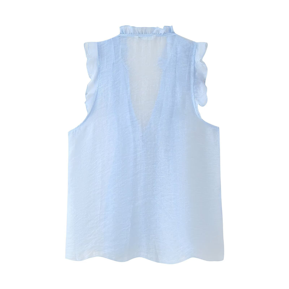 Women's French Laminated Decoration Drape Sleeveless Top