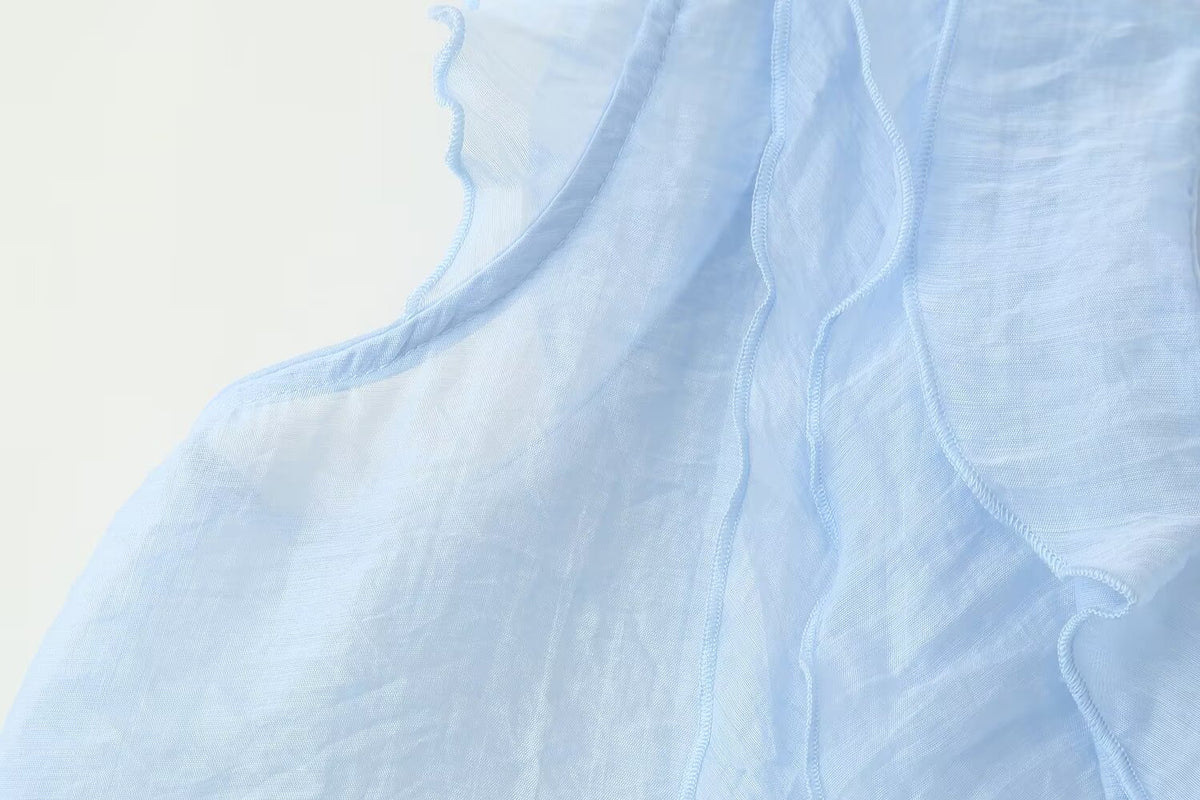 Women's French Laminated Decoration Drape Sleeveless Top