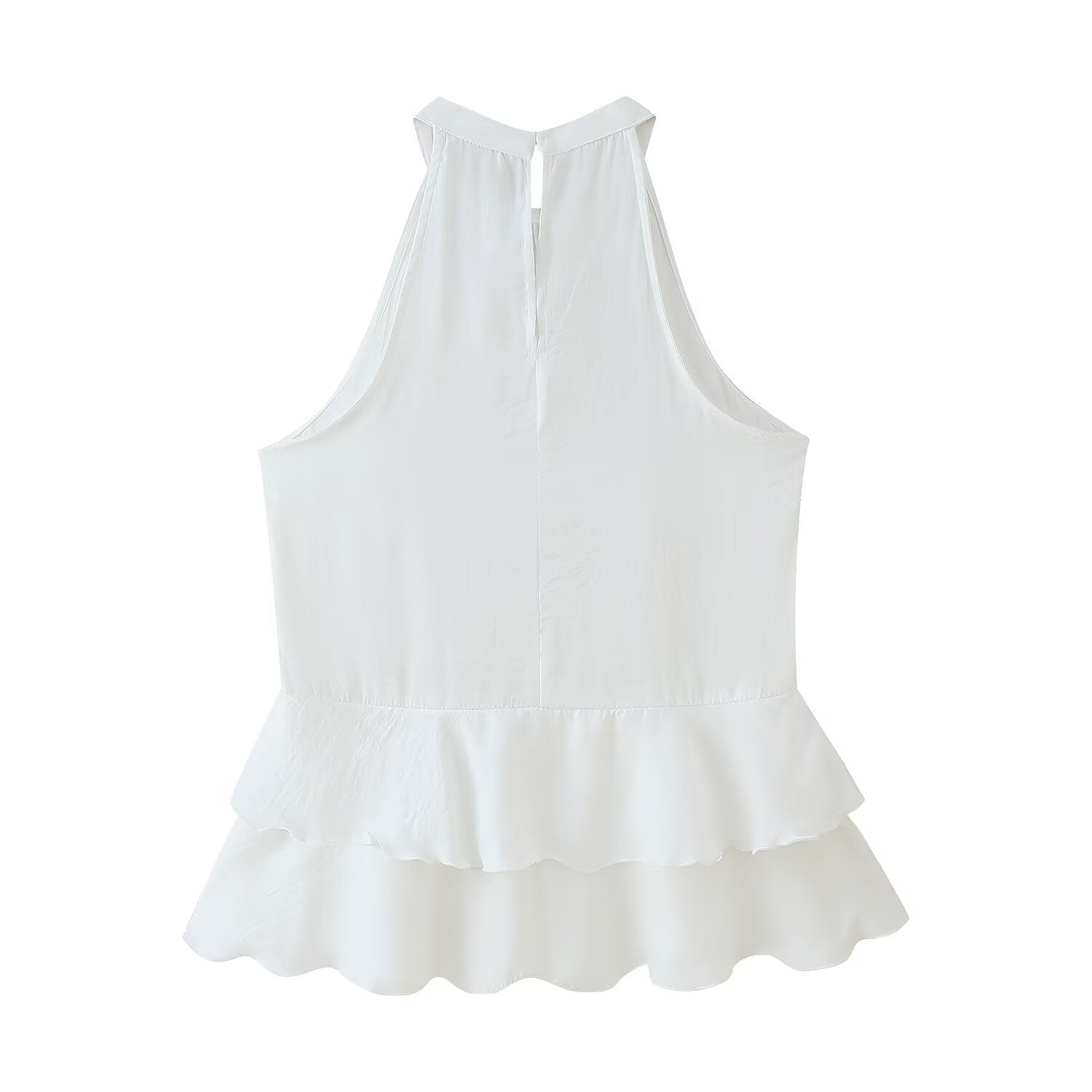 Summer Women Clothing Laminated Decoration Hanging Collar Casual Vest Top