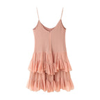 Ruched Ruffle Spaghetti-Strap A-Line Mini Dress