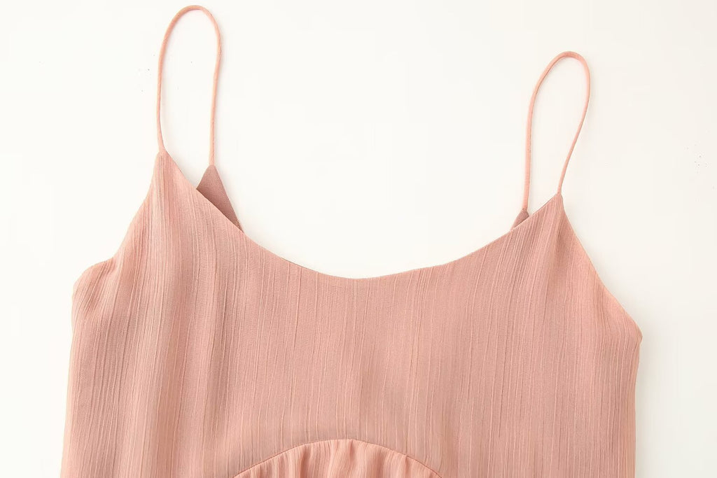 Ruched Ruffle Spaghetti-Strap A-Line Mini Dress