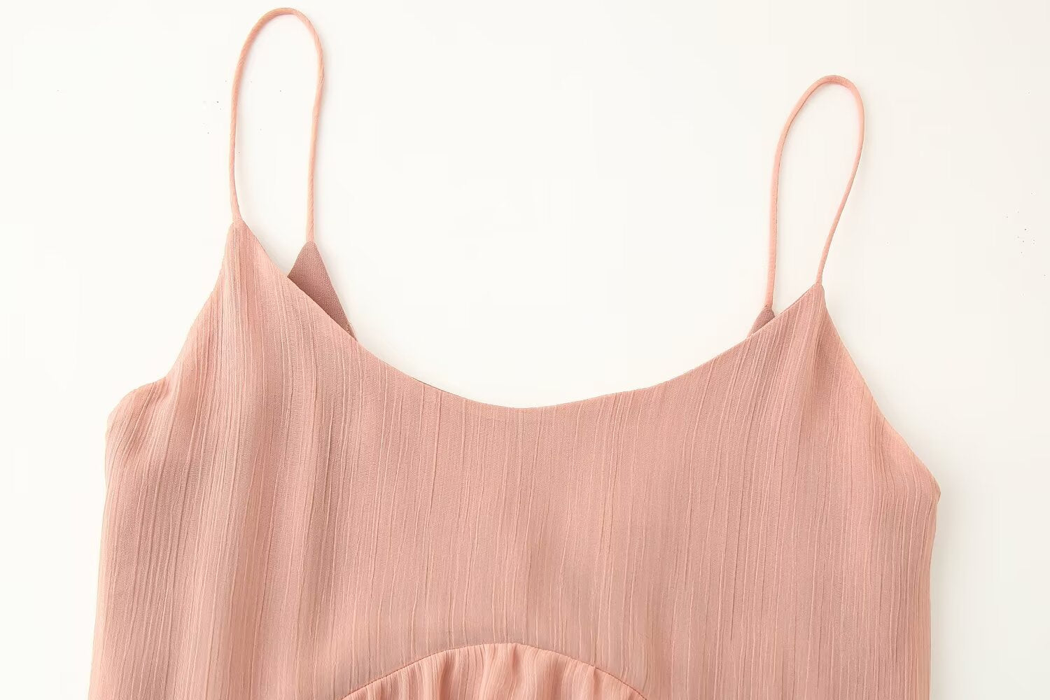 Ruched Ruffle Spaghetti-Strap A-Line Mini Dress