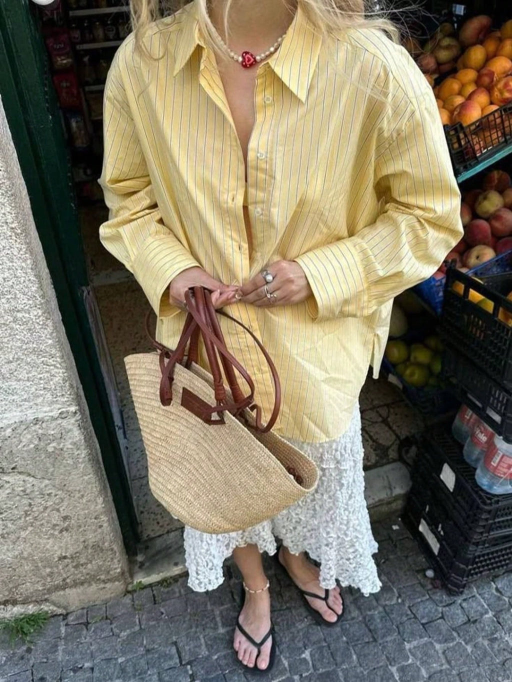 Women's Striped Long Sleeve Button Shirt