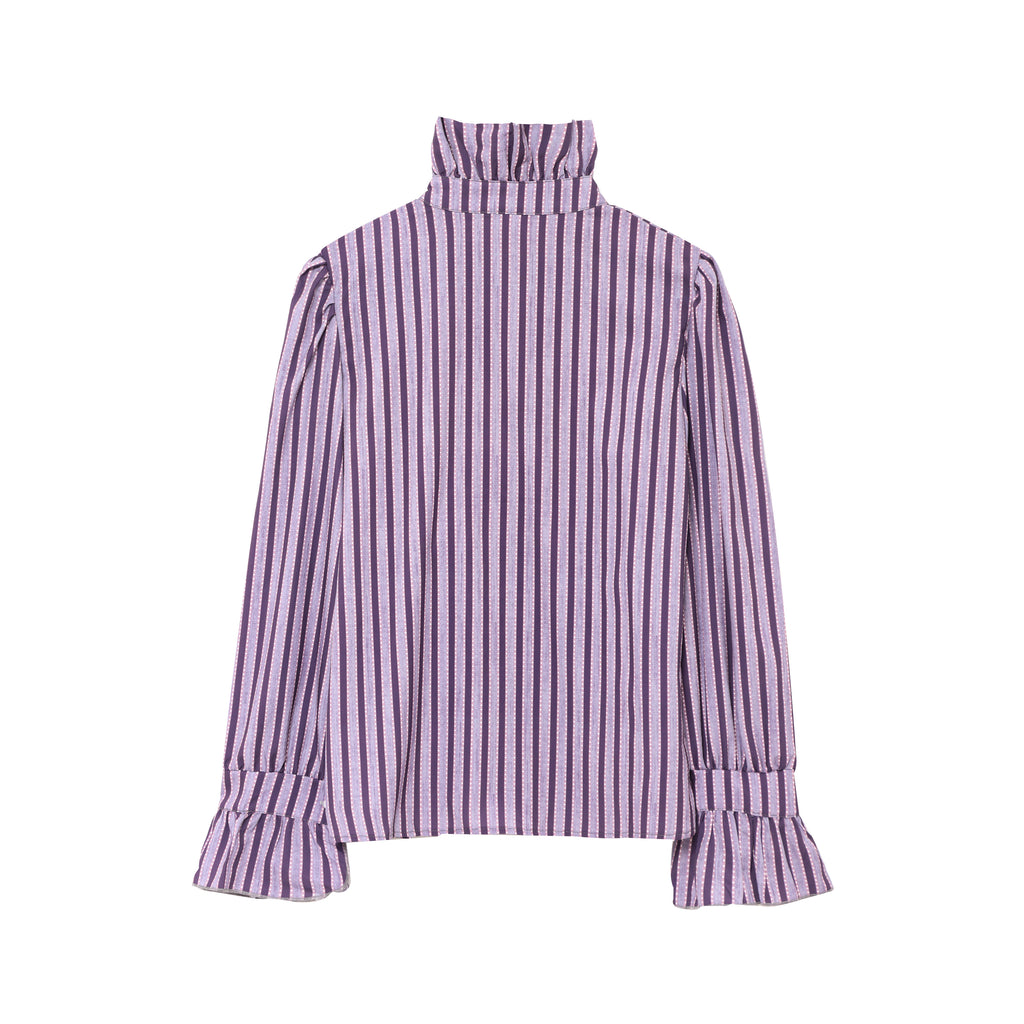Women's Plaid Ruffle Trim Collared Shirt