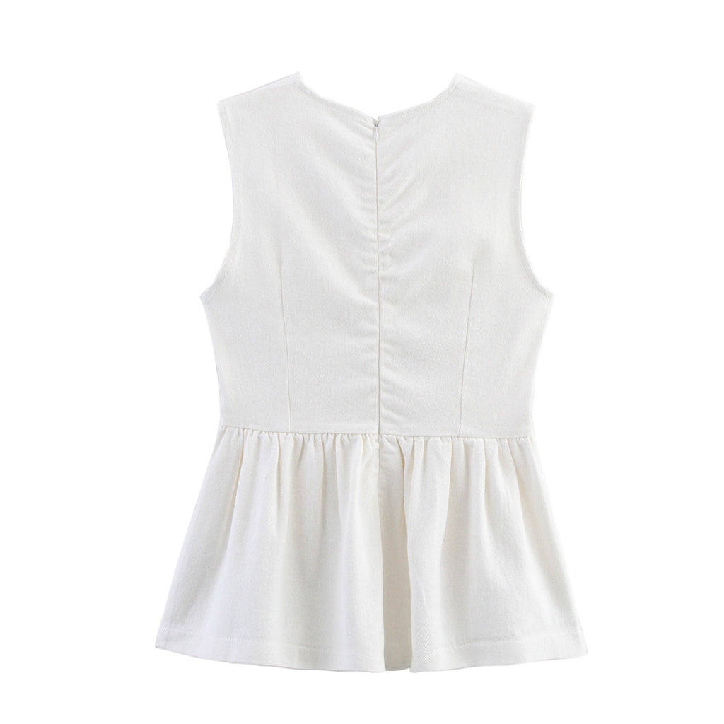 Women's Women Clothing Summer Casual Slim Sleeveless Umbrella Round Neck Vest Top Women