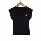 Women's Embroidered Graphic Slim-Fit Top