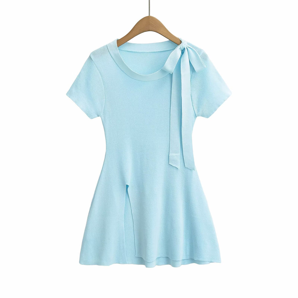 Women's Bow-Detail Crew-Neck Mini Dress