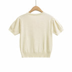 Women's Puff Sleeve Crew Neck Knit Top
