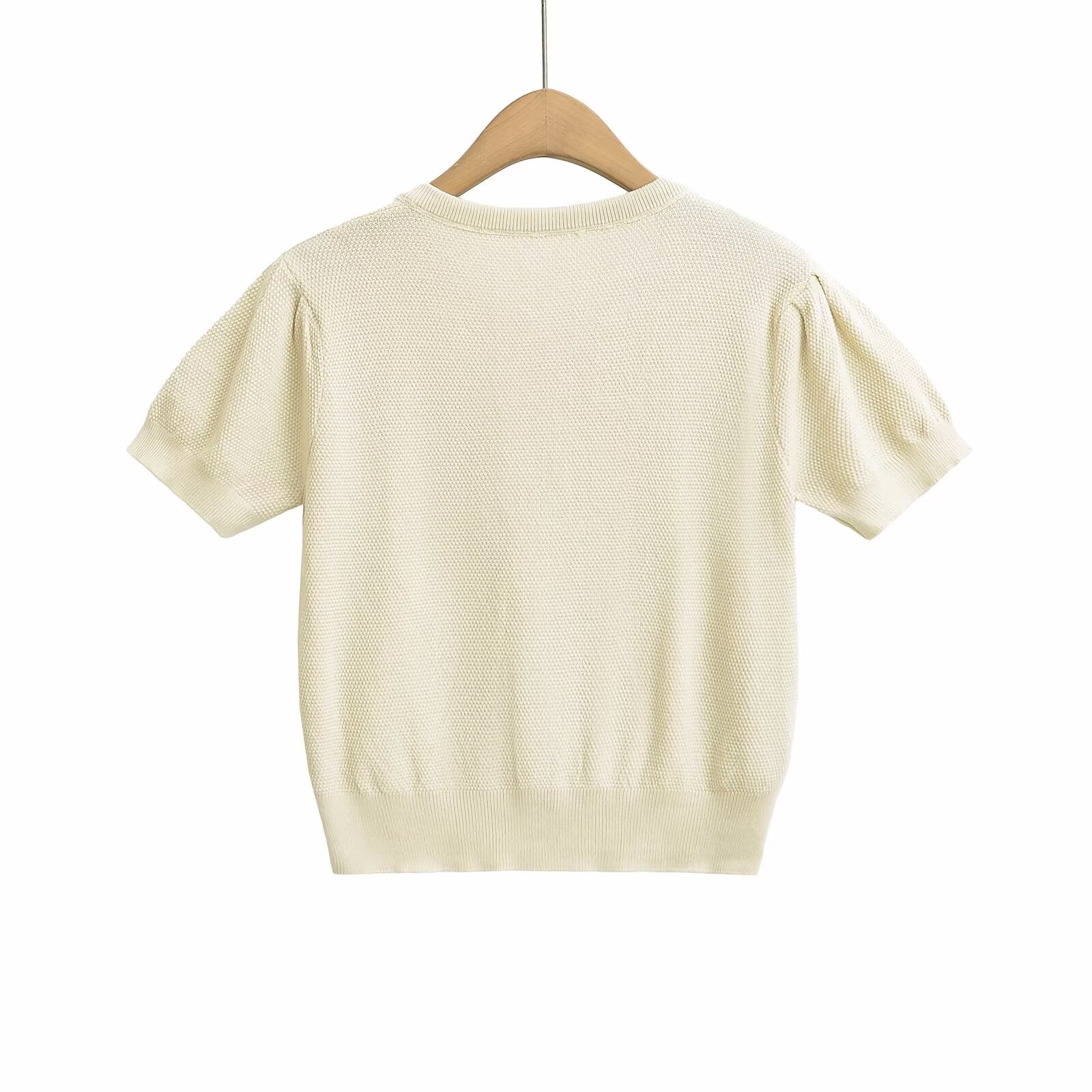 Women's Puff Sleeve Crew Neck Knit Top