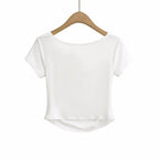 Women’s Multicolor Ruched Asymmetric Short Sleeve Top