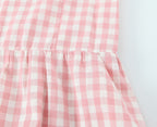 French Retro Plaid Lace-Up Bow Strap Large Swing Dress