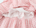 French Retro Plaid Lace-Up Bow Strap Large Swing Dress