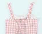 French Retro Plaid Lace-Up Bow Strap Large Swing Dress