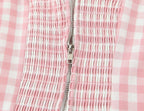 French Retro Plaid Lace-Up Bow Strap Large Swing Dress