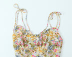 Women Sexy Backless Hip Women Floral Tie Neck Dress