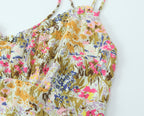 Women Sexy Backless Hip Women Floral Tie Neck Dress