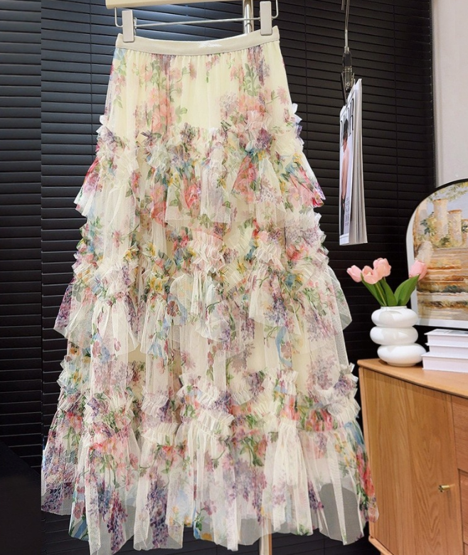 Heavy Industry Stitching Printing Net Yarn Cake Skirt