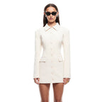 Women's Collared Button Pocket Long-Sleeve A-Line Mini Dress
