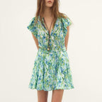Temperamental Lace Printing Shirt Mini Dress