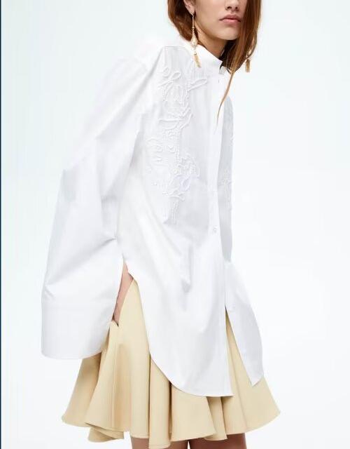Women's Street Urban Embroidered Long Sleeved Shirt