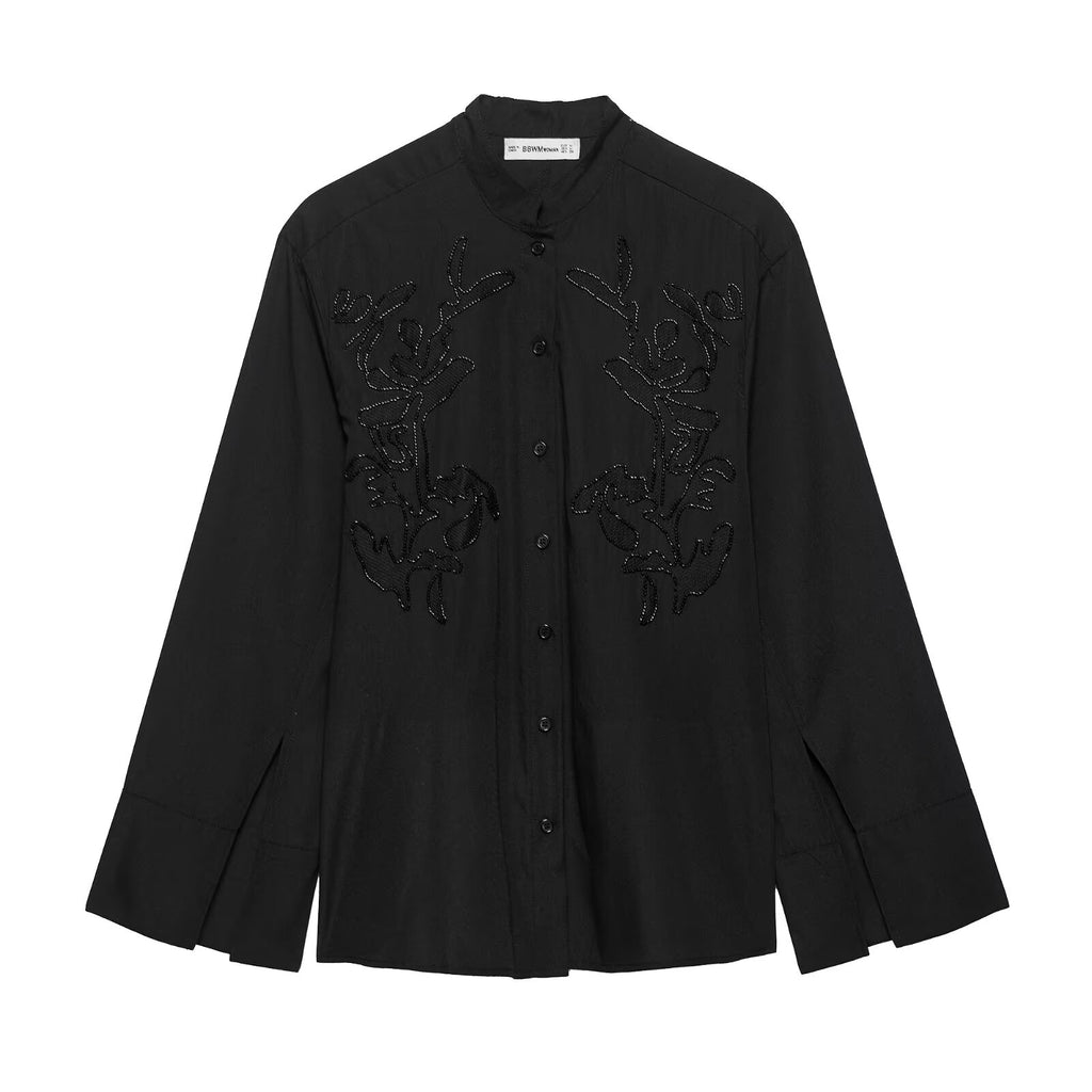 Women's Street Urban Embroidered Long Sleeved Shirt
