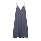 Pleated Sleeveless Sling Long Sling Drape Midi Dress