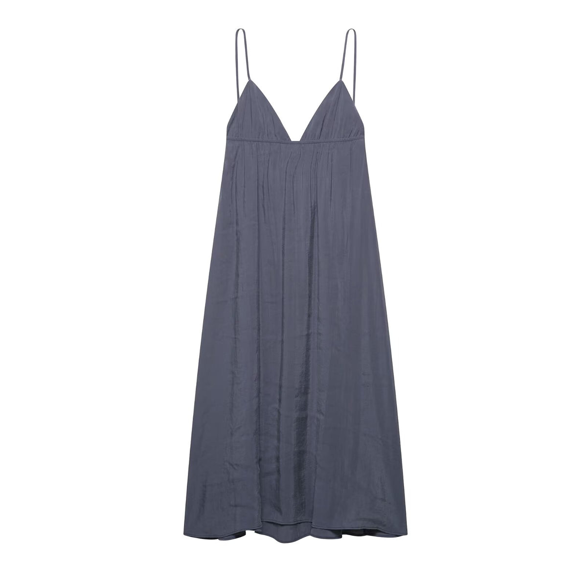 Pleated Sleeveless Sling Long Sling Drape Midi Dress