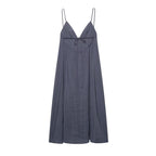Pleated Sleeveless Sling Long Sling Drape Midi Dress