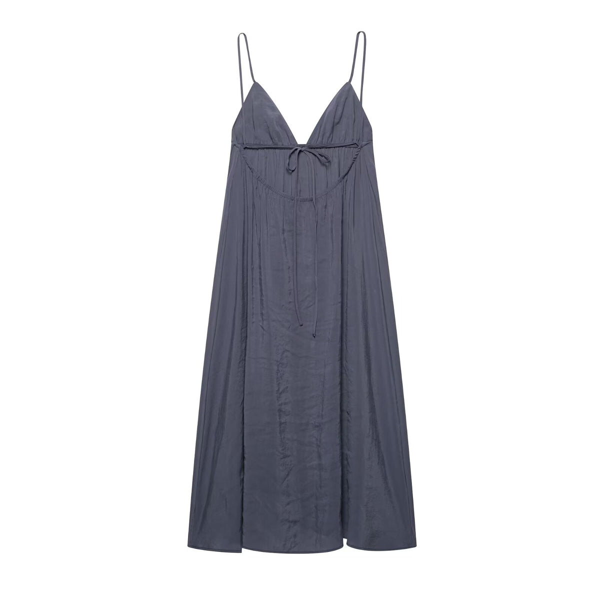 Pleated Sleeveless Sling Long Sling Drape Midi Dress