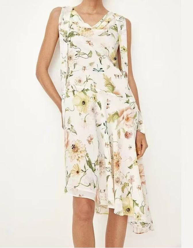 Print Vacation Swing Collar Dress