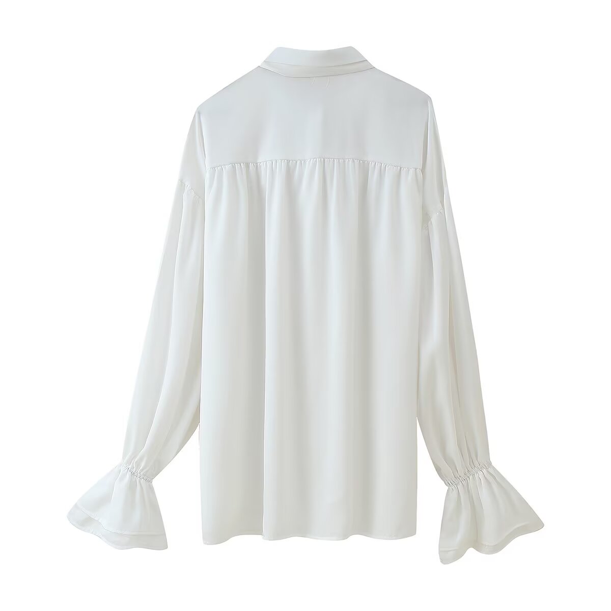 Women's Satin Scarf Detail Long Sleeve Shirt