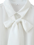 Women's Satin Scarf Detail Long Sleeve Shirt