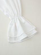 Women's Satin Scarf Detail Long Sleeve Shirt