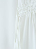Ruffled Tie-Neck Long Sleeve A-Line Midi Dress