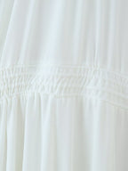 Ruffled Tie-Neck Long Sleeve A-Line Midi Dress