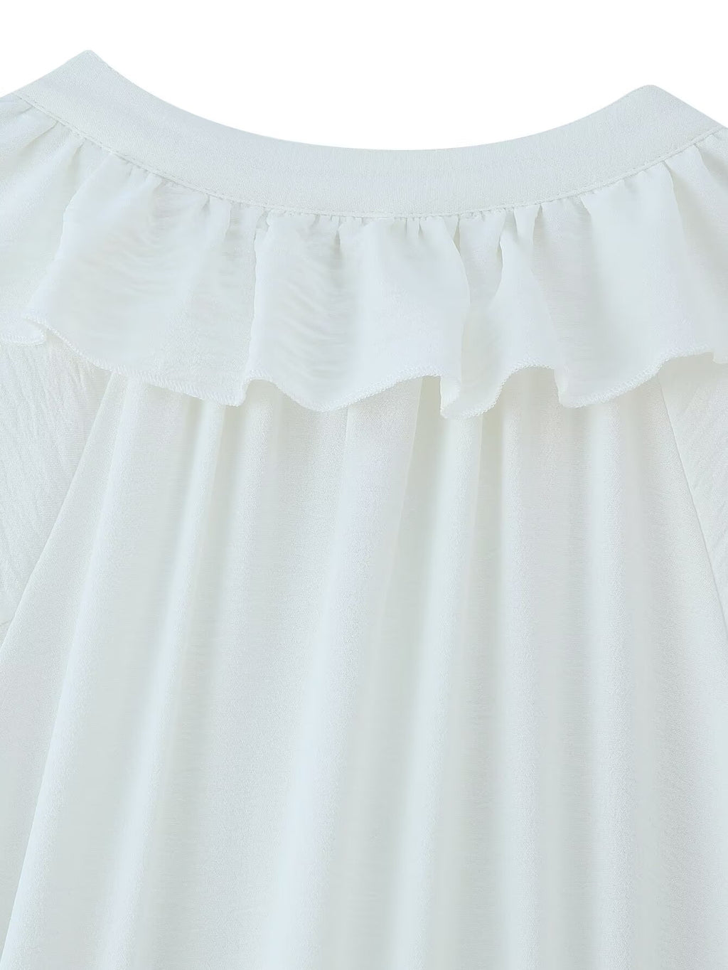 Ruffled Tie-Neck Long Sleeve A-Line Midi Dress