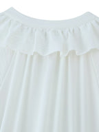 Ruffled Tie-Neck Long Sleeve A-Line Midi Dress