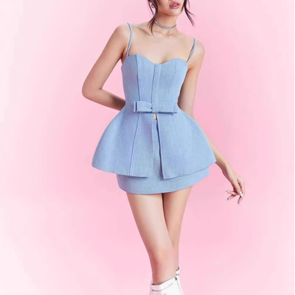 Women's Summer Slim Fit Tube Camisole and Skirt Two-Piece Set